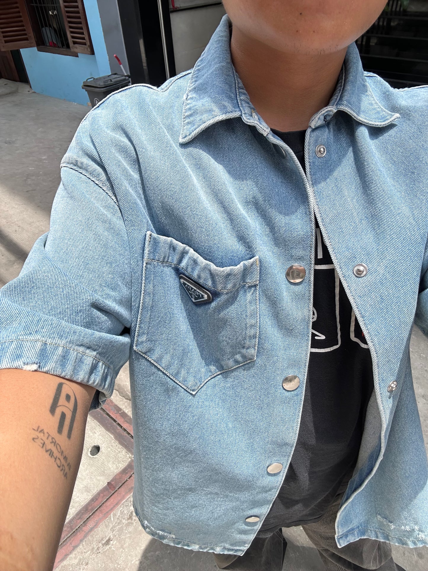Prada Short Sleeve Denim Shirt