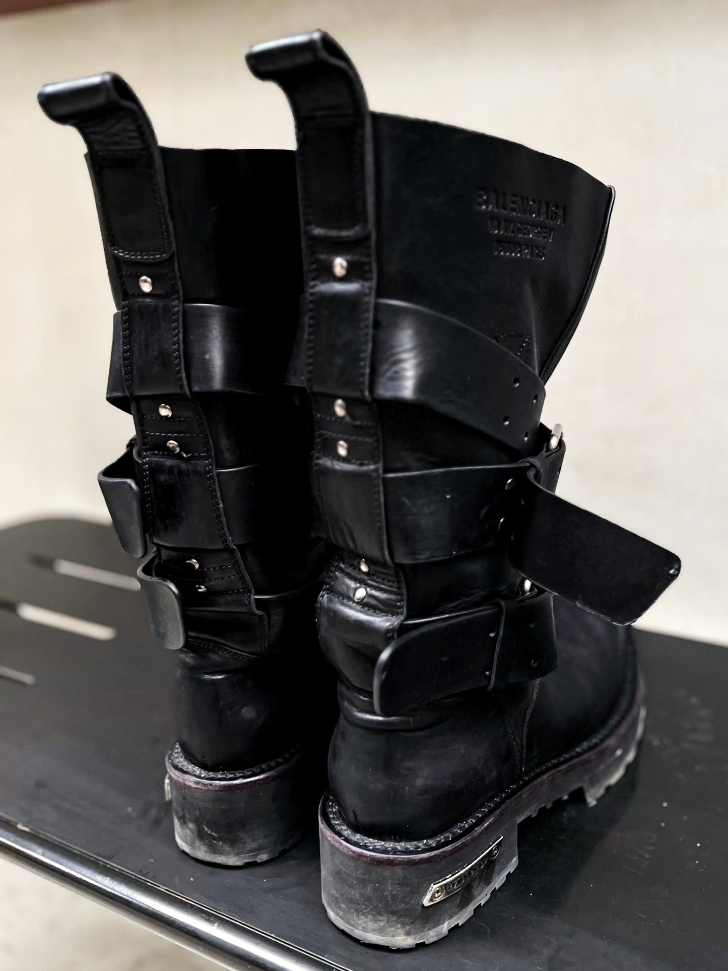 BALENCIAGA VENOM LEATHER COMBAT BOOTS