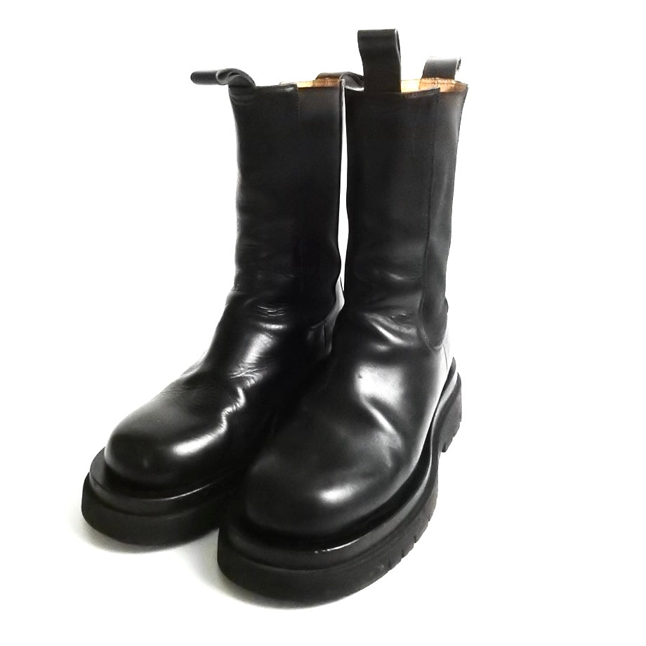 BOTTEGA VENETA BLACK LEATHER LUG BOOTS