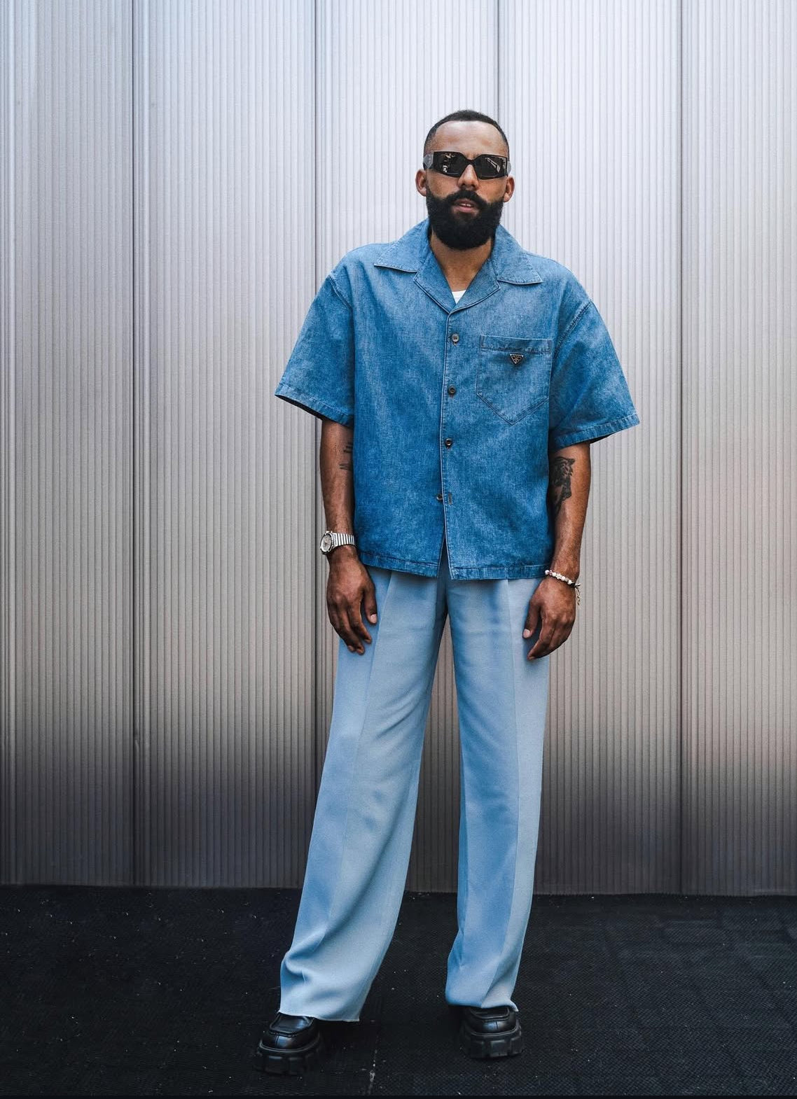 Prada Short Sleeve Denim Shirt