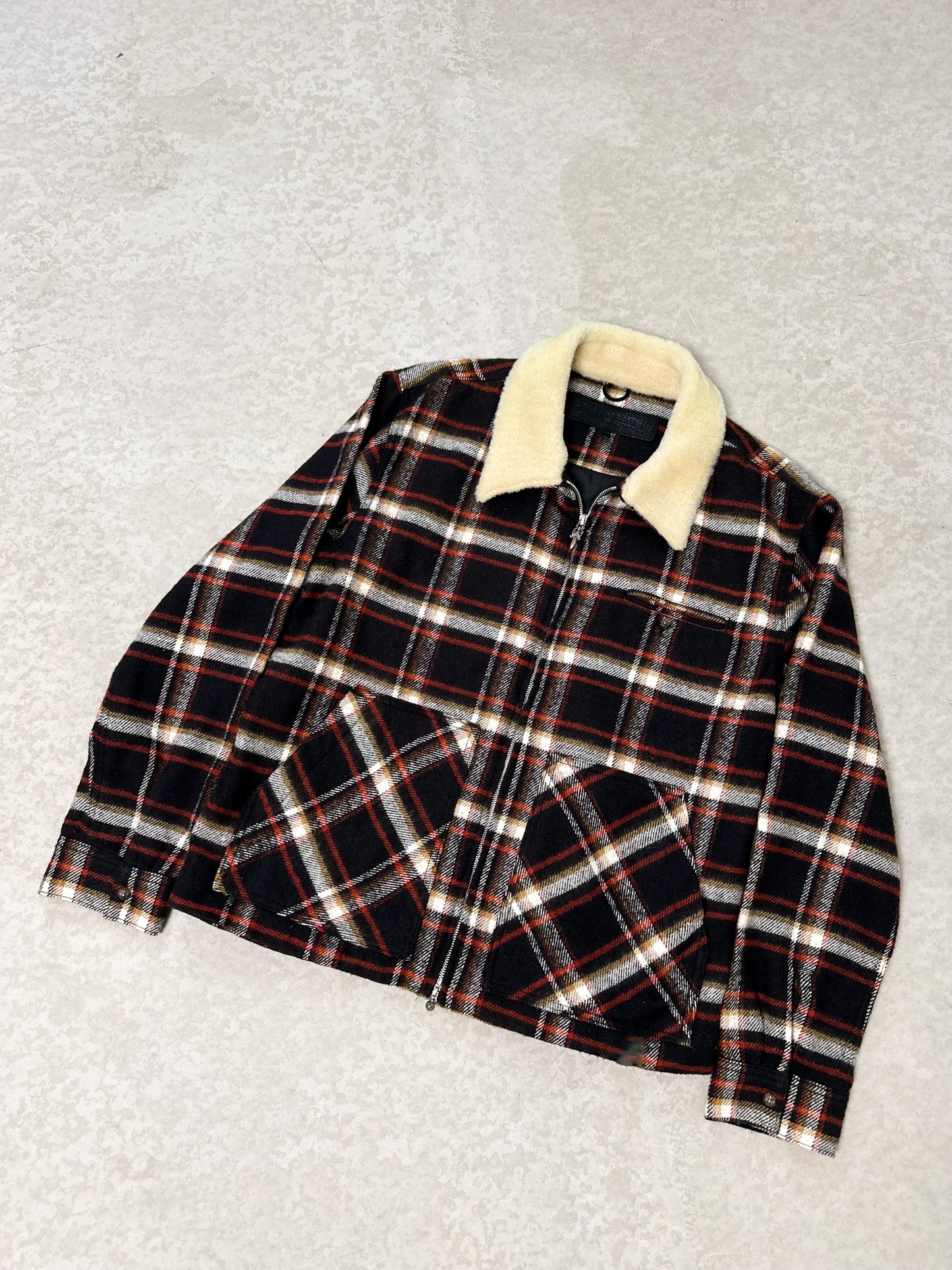CHROME HEARTS PLAID FLANNEL FUR JACKET