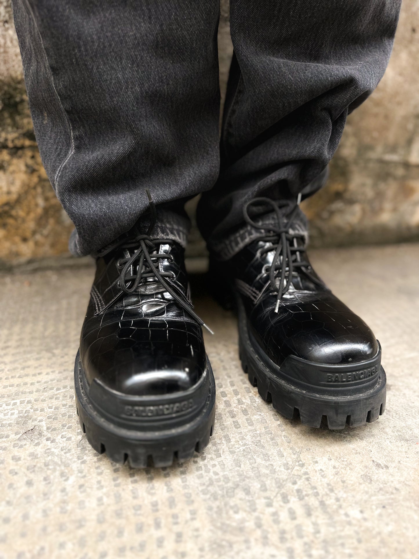 BALENCIAGA Croc-Embossed Derby