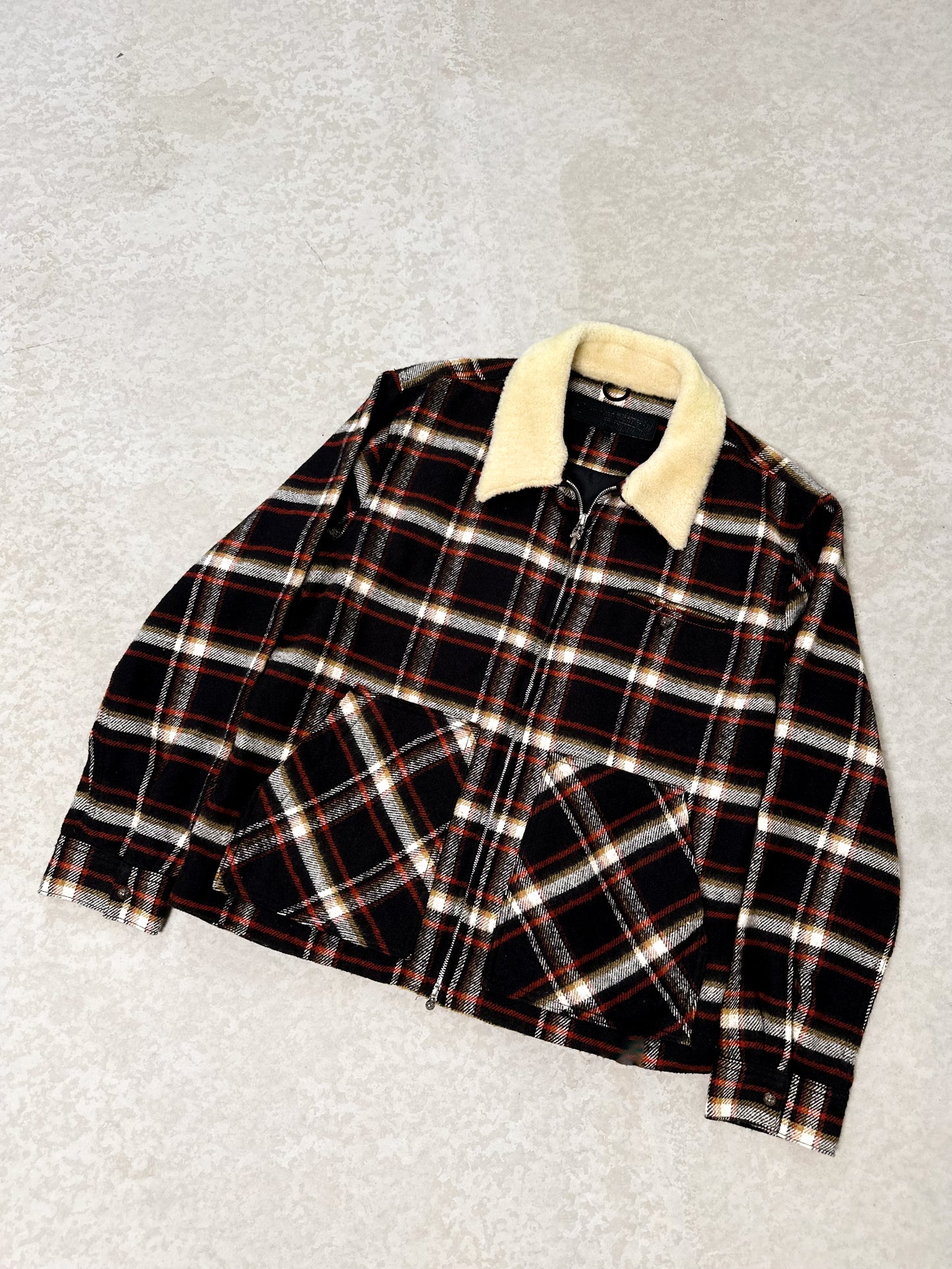 CHROME HEARTS PLAID FLANNEL FUR JACKET