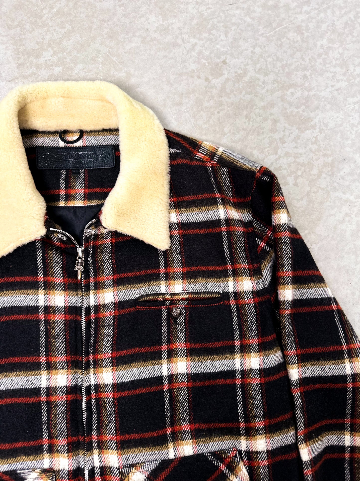 CHROME HEARTS PLAID FLANNEL FUR JACKET