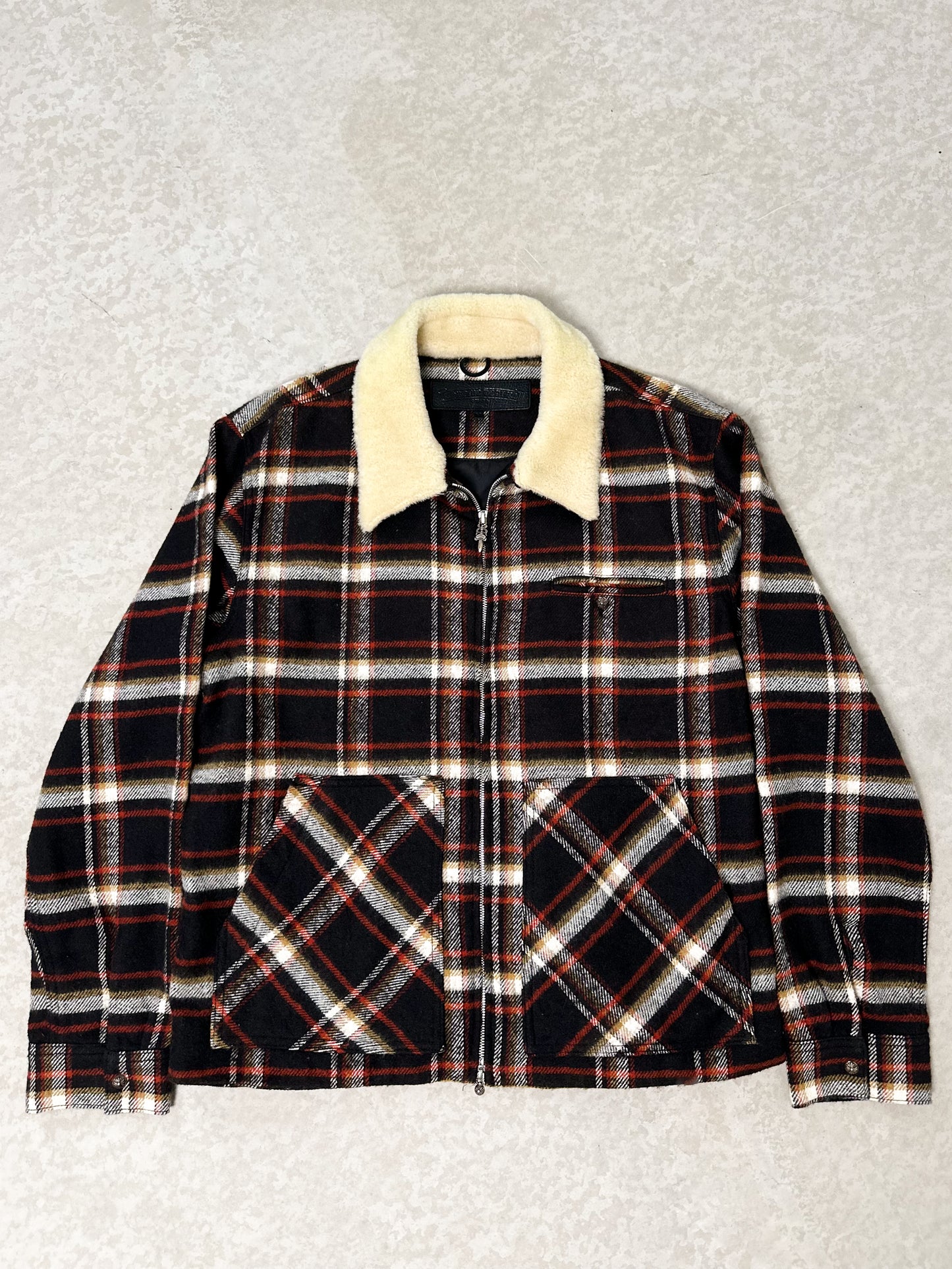CHROME HEARTS PLAID FLANNEL FUR JACKET