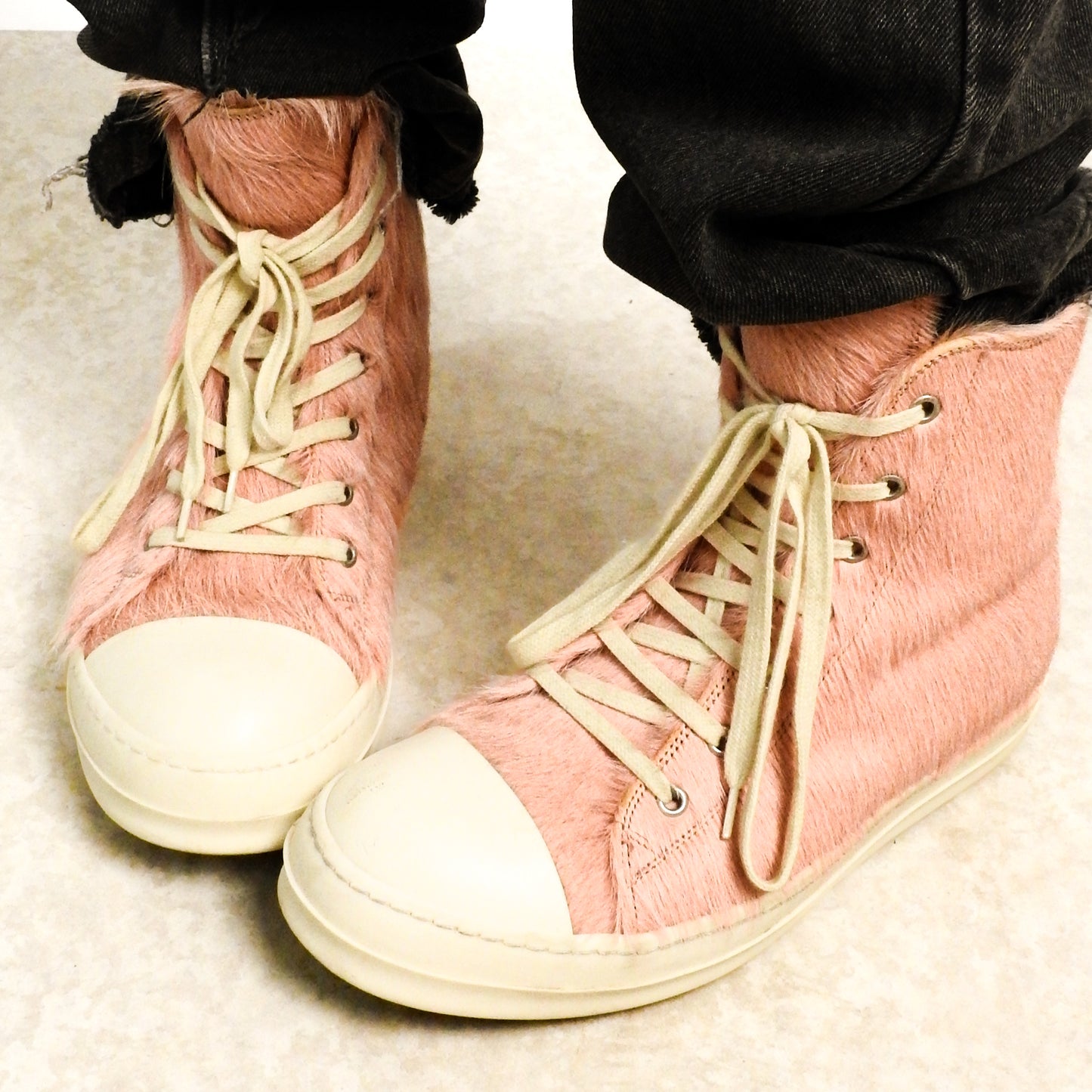 RICK OWENS Pink Pony Hair Ramones