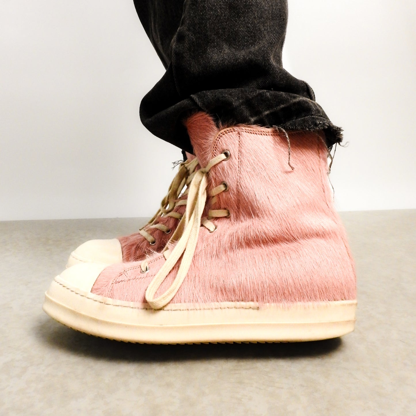 RICK OWENS Pink Pony Hair Ramones